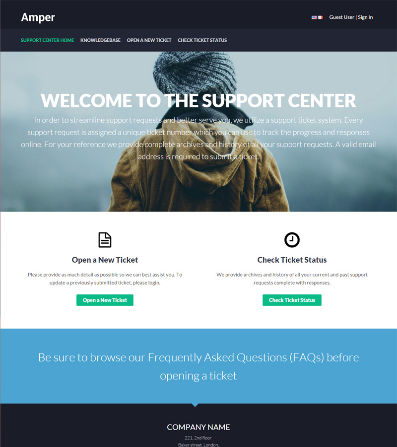 Amper osTicket theme preview