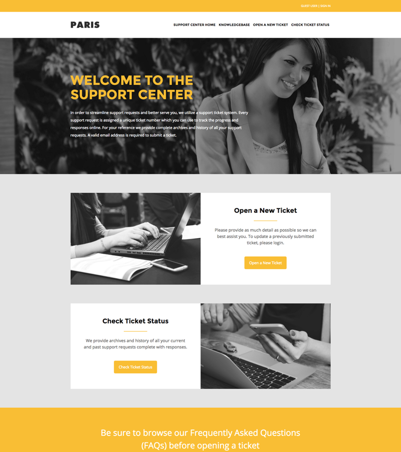 Paris osTicket theme preview