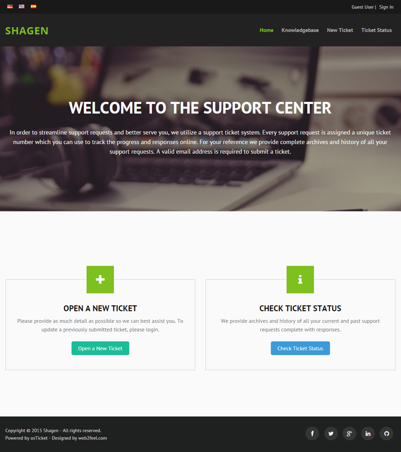 Shagen osTicket theme preview